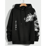 Moletom Com Capuz Estampa De Dragão Japonês Streetwear - PRETO GG - QUEIMA DE ESTOQUE