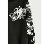 Moletom Com Capuz Estampa De Dragão Japonês Streetwear - PRETO GG - QUEIMA DE ESTOQUE