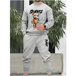 Conjunto Moletom Gola Redonda e Calça SDARKIE URSO ROBO Casual - Cinza - QUEIMA DE ESTOQUE