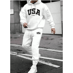 Conjunto Moletom + Calça Casual USA 1984 Masculina Estilosa | Branco G - QUEIMDA DE ESTOQUE