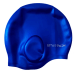 Nadadeira Aquatica Natação Seasub + Touca Natação Cobre Orelhas Azul