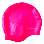 Nadadeira Aquatica Natação Seasub + Touca Natação Cobre Orelhas Rosa