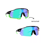 Óculos de Sol Performance Máscara Manila Preto e Verde c/ Moldura Removível - Polarizado UV400