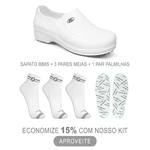 Kit Sapato Antiderrapante BB65 Branco Soft Works EPI + 3 Pares Meias + 1 Par Palmilhas 