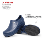 Kit Sapato Antiderrapante BB65 Marinho Soft Works EPI + 3 Pares Meias + 1 Par Palmilhas 