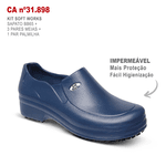 Kit Sapato Antiderrapante BB65 Marinho Soft Works EPI + 3 Pares Meias + 1 Par Palmilhas 