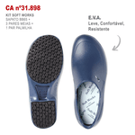 Kit Sapato Antiderrapante BB65 Marinho Soft Works EPI + 3 Pares Meias + 1 Par Palmilhas 