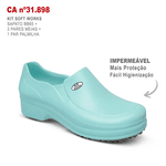Kit Sapato Antiderrapante BB65 Verde Medicina Soft Works EPI + 3 Pares Meias + 1 Par Palmilhas 