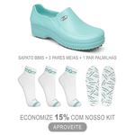 Kit Sapato Antiderrapante BB65 Verde Medicina Soft Works EPI + 3 Pares Meias + 1 Par Palmilhas 