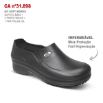 Kit Sapato Antiderrapante BB65 Preto Soft Works EPI + 3 Pares Meias + 1 Par Palmilhas 