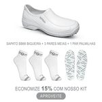 Kit Sapato Social Antiderrapante com Biqueira BB66 Branco Soft Works EPI + 3 Pares Meias + 1 Par Palmilhas 