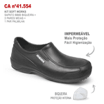 Kit Sapato Social Antiderrapante com Biqueira BB66 Preto Soft Works EPI + 3 Pares Meias + 1 Par Palmilhas 