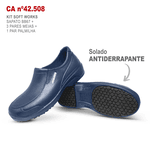 Kit Sapato Social Antiderrapante BB67 Marinho Soft Works EPI + 3 Pares Meias Brancas + 1 Par Palmilhas 