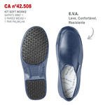 Kit Sapato Social Antiderrapante BB67 Marinho Soft Works EPI + 3 Pares Meias Brancas + 1 Par Palmilhas 