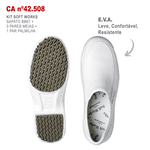 Kit Sapato Social Antiderrapante BB67 Branco Soft Works EPI + 3 Pares Meias + 1 Par Palmilhas 