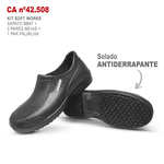 Kit Sapato Social Antiderrapante BB67 Preto Soft Works EPI + 3 Pares Meias + 1 Par Palmilhas 