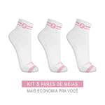 Kit 3 Pares Meias de Algodão Cano Médio Rosa Soft Works