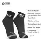Kit 5 Pares Meias de Algodão Cano Médio Preta Soft Works