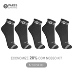 Kit 5 Pares Meias de Algodão Cano Médio Preta Soft Works