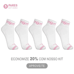 Kit 5 Pares Meias de Algodão Cano Médio Rosa Soft Works