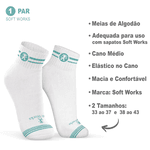 Meia de Algodão Cano Médio Branco com Verde Medicina Soft Works