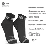 Meia de Algodão Cano Médio Preta Soft Works