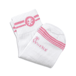 Meia de Algodão Cano Médio Branco com Rosa Soft Works