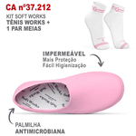 Kit Tênis Antiderrapante Rosa BB80 Soft Works EPI + Meia de Algodão Soft Works 
