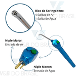 Seringa TrÍPlice OdontolÓGica De AlumÍNio Quadrada Azul
