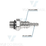 Conexão/niple N10 32unf P/ Mang 1,2/1,6mm e 3,3/3,6mm C/anel
