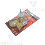 Jogo de Escova Circular de Aço Carbono com 3 Peças