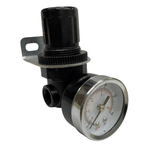 Regulador de Pressão de Ar Mini 1/4" Preto com Manômetro