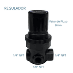 Regulador de Pressão de Ar Mini 1/4" Preto com Manômetro