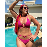 Biquíni Cortininha Cacún Pink Rendado Macramê