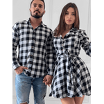 Kit Camisa e Chemisier Xadrez Preto e Branco