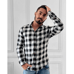 Camisa Xadrez Preto e Branco Masculina 