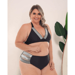 Biquíni Las Vegas Plus Size Tiras Preto e Prata