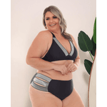 Biquíni Las Vegas Plus Size Tiras Preto e Prata