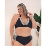Biquíni Las Vegas Plus Size Tiras Preto e Prata