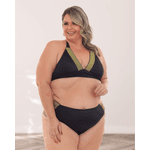 Biquíni Las Vegas Plus Size Tiras Preto e Dourado