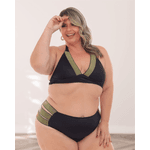Biquíni Las Vegas Plus Size Tiras Preto e Dourado