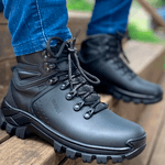 Bota Arizona em Couro Legítimo Reforçado Resistente com C.A. - Preto - Ouro