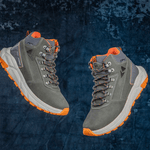 Bota Everest Coturno Masculino Couro Resistente Sola EVA Confortável - Cinza Laranja - Extra Leve
