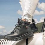 Bota Masculina Storm Coturno Couro Genuíno Solado EVA - Preto - Extra Leve