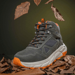 Bota Prime Masculina Original Coturno Couro Resistente Sola EVA - Cinza Laranja - Extra Leve