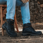 Bota Motociclista em Couro Legítimo com Proteção Marcha com C.A. VL019 - Ouro
