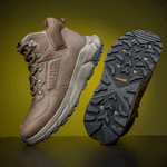 Coturno Masculino Hunter Bota Em Couro Original Sola EVA - Marrom Claro - Extra Leve