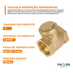 VÁLVULA DE RETENÇÃO HORIZONTAL 1&quot; POLEGADA 