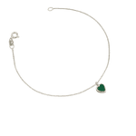 Pulseira Coração Esmeralda Prata 925 