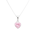 Colar Coração Rosa Prata 925